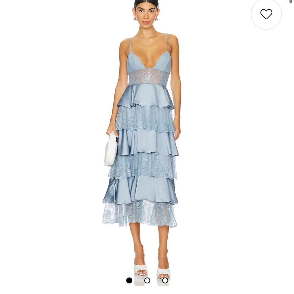Who What Wear Light Blue Tiered Midi Dress